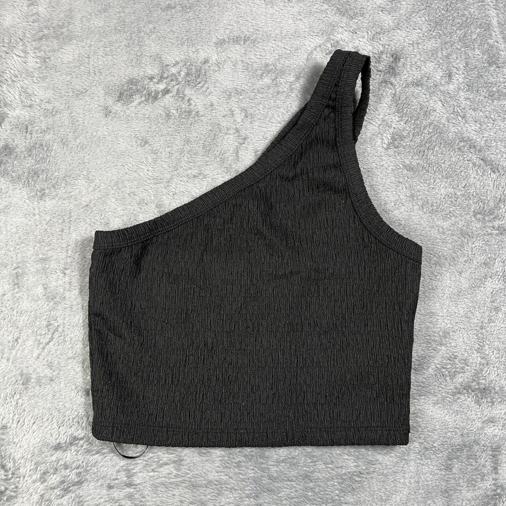 American Eagle Outfitters One Shoulder Crop Top Women S Black Asymmetrical Strap